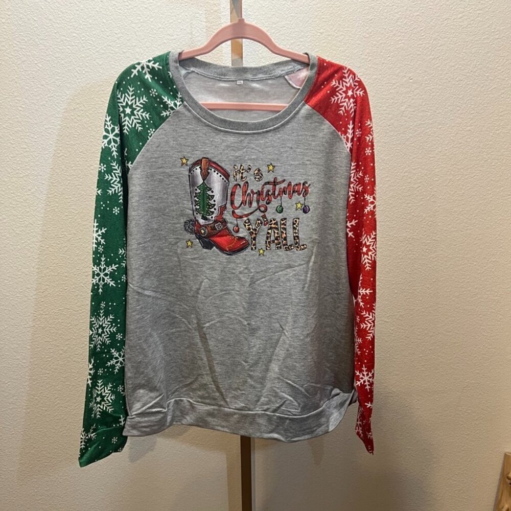 Dolitaen Christmas Sweatshirt women It's Christmas Y'all Tree  size 2XL